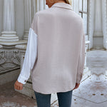 Cardigan Lapel Long Sleeve Colorblock Shirt Wholesale Womens Tops