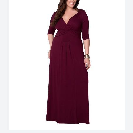 Solid Color Deep V Wholesale Plus Size Clothing Curve Dresses Elegant Evening Dresses SD203068