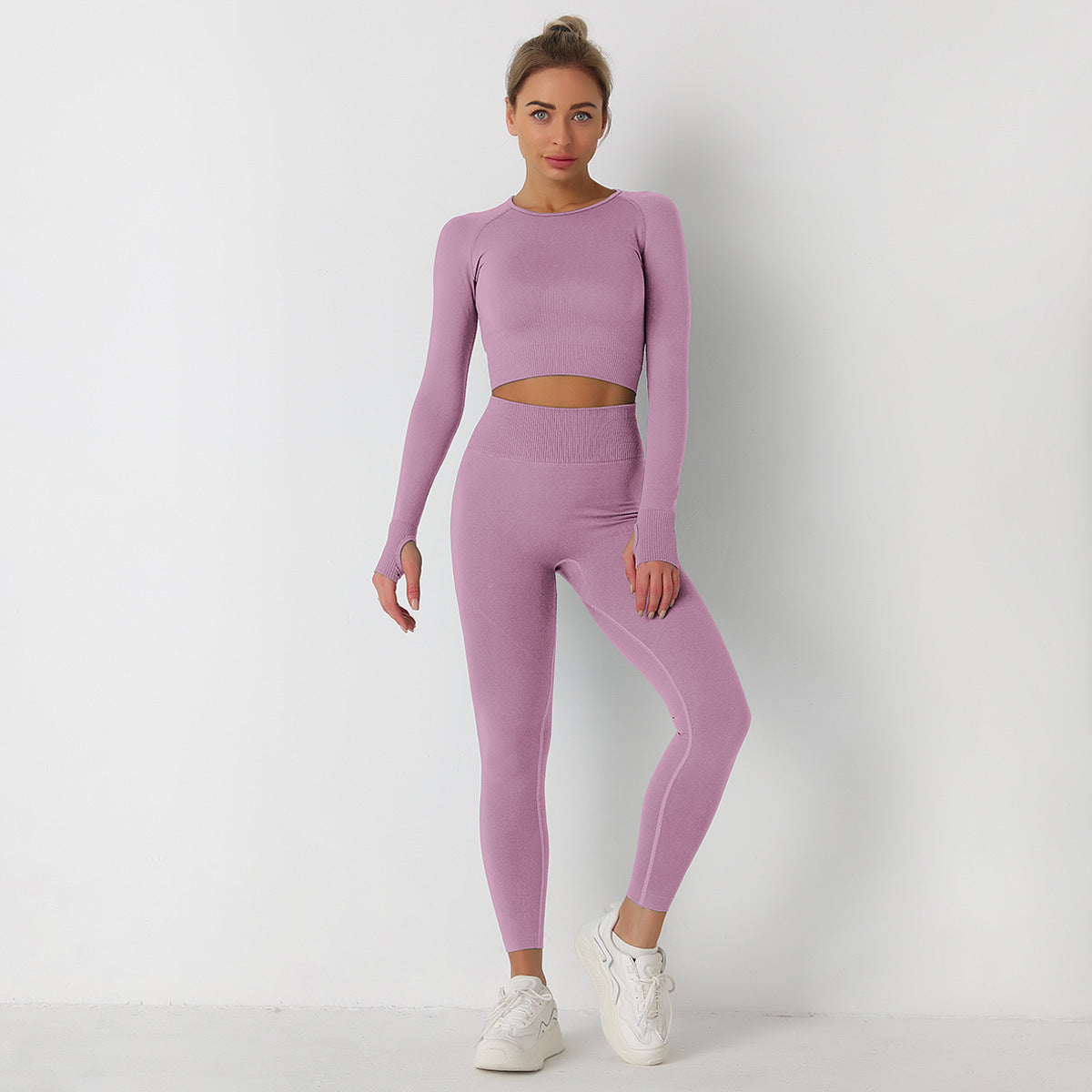 Knitted Seamless Long-Sleeved Tops & Leggings Sports Fitness Yoga Suits Wholesale Activewear Sets