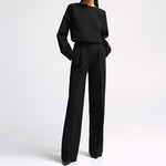 Long-Sleeved Top And Wide-Leg Pants Commuting Simple Two-Piece Set Wholesale Women Clothing