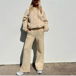 Solid Color Long-Sleeve Hoodies & Trousers Wholesale Women'S 2 Piece Sets