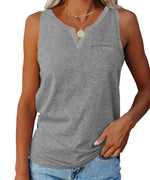 V-Neck Solid Color Sleeveless Loose Womens Vests Casual Summer Wholesale Tank Tops