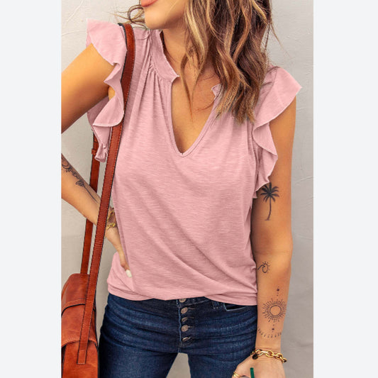 Solid Color Summer V Neck Sleeveless Women'S T-Shirts Loose Casual Wholesale Tank Tops ST531106