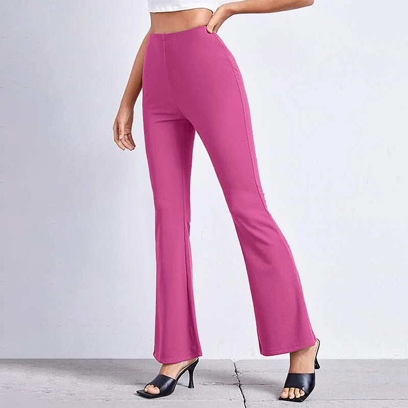 High Waist Commuter Stretch Casual Solid Color Flared Pants Wholesale Women'S Bottoms