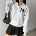 Casual Lapel Long Sleeve Letter Embroidery Tops Wholesale Sweatershirt