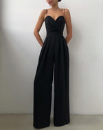 Solid Color Fashion Nipped Waist Loose Straight Mopping Wide Legs Off Shoulder Wholesale Jumpsuits