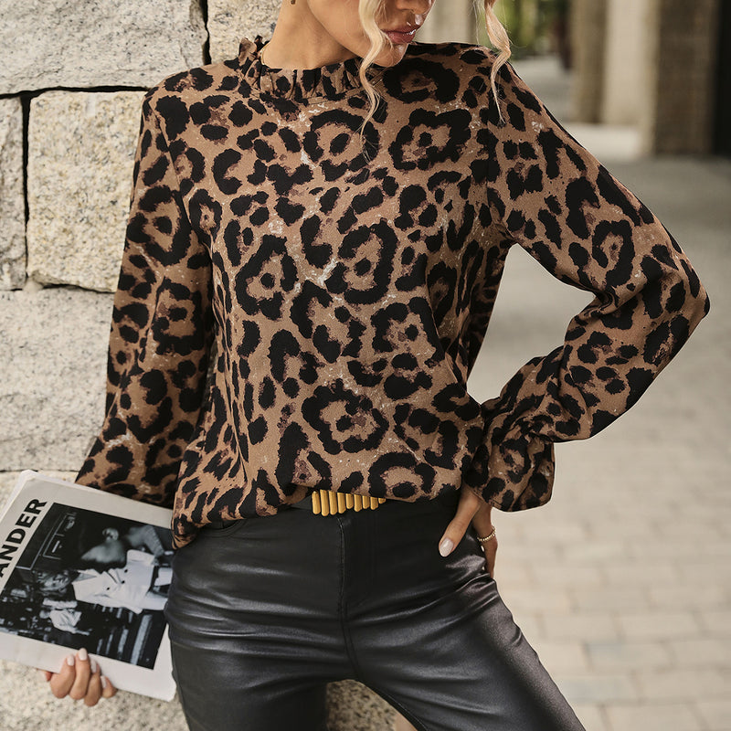Casual Slim Print Round Neck Tops Wholesale Womens Long Sleeve T Shirts