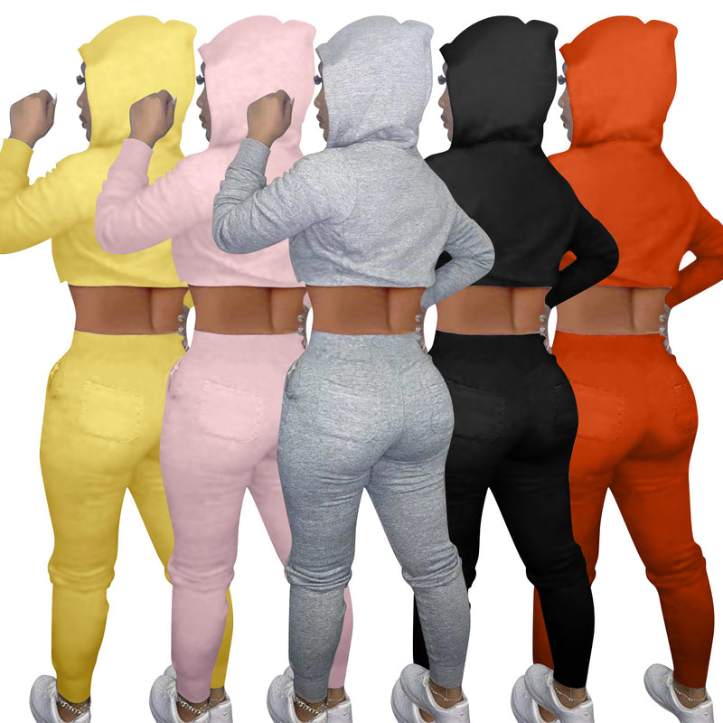 Activewear Sets Crop Hoodie And Pants Women Outfits