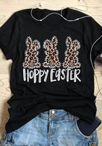 Women Fashion Happy Easter Leopard Patchwork Wholesale T-shirts