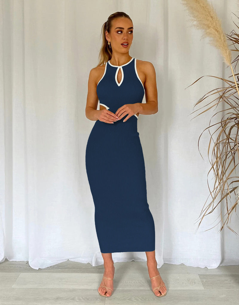 Hollow Ribbed Tight Sexy Knit Tank Dress Wholesale Jersey Dresses