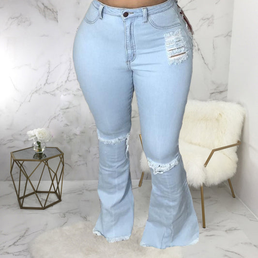 Stylish Street Bell Bottoms Plus Size Jeans Wholesale