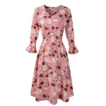 Women Fashion Long Sleeve V Neck Wholesale Chiffon Floral Dresses
