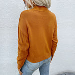 Casual Loose Twist Solid Color Long Sleeve Wholesale Sweaters