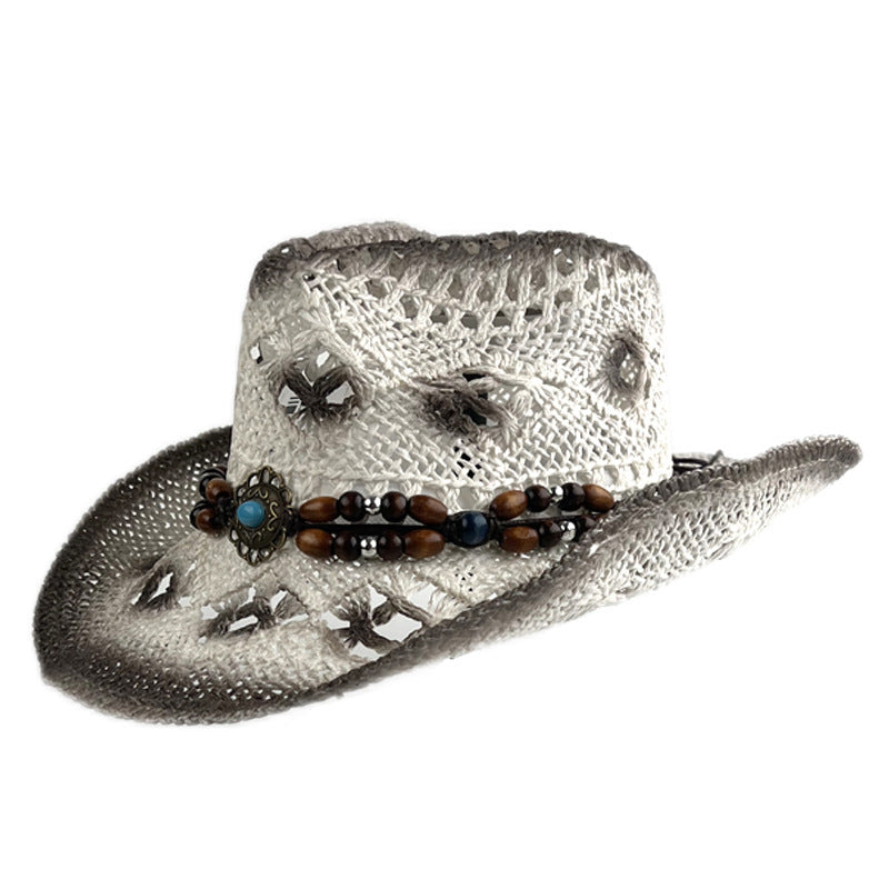 Retro Western Cowboy Straw Hat Cutout Sun Protection Wholesale Hat