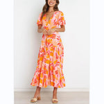Printed Flare Short Sleeve Casual Swing Dress Wholesale Dresses