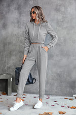 Solid Color Short Hoodie & Pants Wholesale Women'S 2 Piece Sets
