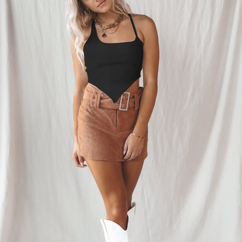 Solid Color Backless Ultra-Short Womens Knitted Vest Sexy Wholesale Crop Tops
