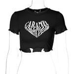 Sexy Printed Women Cropped Navel Short-Sleeve T-Shirt Wholesale Crop Tops