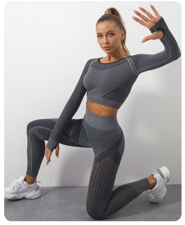 Seamless Knitted Breathable Tops Leggings Fitness Yoga Suits Wholesale Activewear Sets