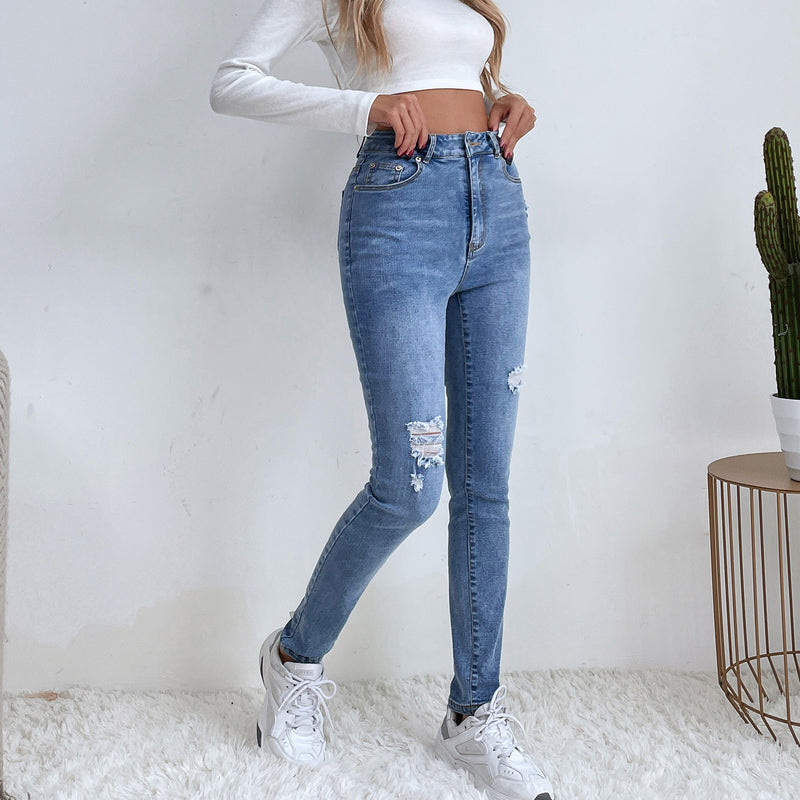 Ripped Distressed Stretch Denim Wholesale Jean Pants With Pockets