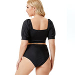 Solid Color Women'S Split Swimsuits Buckle Short Sleeve Plus Size Swimwear Wholesale Vendors