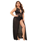 Sexy Lace Mesh Sheer Hollow Out Sleeveless High Slit Wholesale Plus Size Lingerie For Women