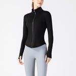 Sport Zipper Stand Collar Slim Fit Windbreaker Jacket Wholesale Women Top