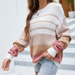 Striped Loose Casual Pullover Sweater  Woman Wholesale
