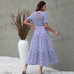 Polka Dot Print Puff Sleeve Wholesale Casual Dresses for Summer