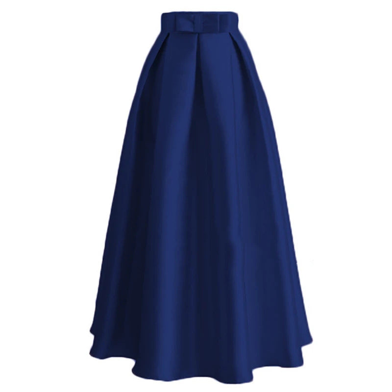 Women Wholesale Butterfly End Waist Solid Color Satin Skirt