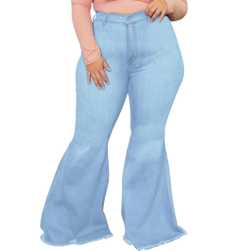 Solid Color Bell-Bottoms Wholesale Denim Jeans Casual Wholesale Plus Size Jeans