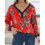 Loose Print Pullover V-Neck Women Wholesale Clothing