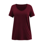 Solid Color Casual V-Neck Rayon Breathable Short-Sleeved Wholesale Women'S T Shirts Soft Pullover Top