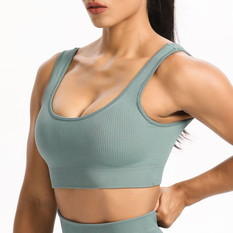 Ribbed Solid Sleeveless Crop Top Wholesale Workout Clothes ST201852