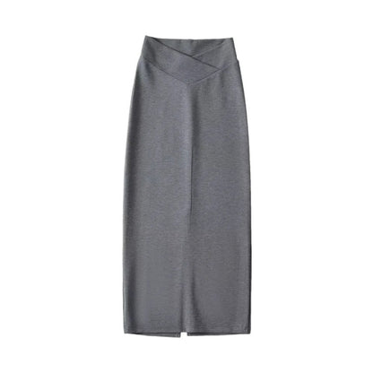 Irregular All-Match Slim Solid Color Rear Slit Commuter Skirt Wholesale Women'S Bottoms