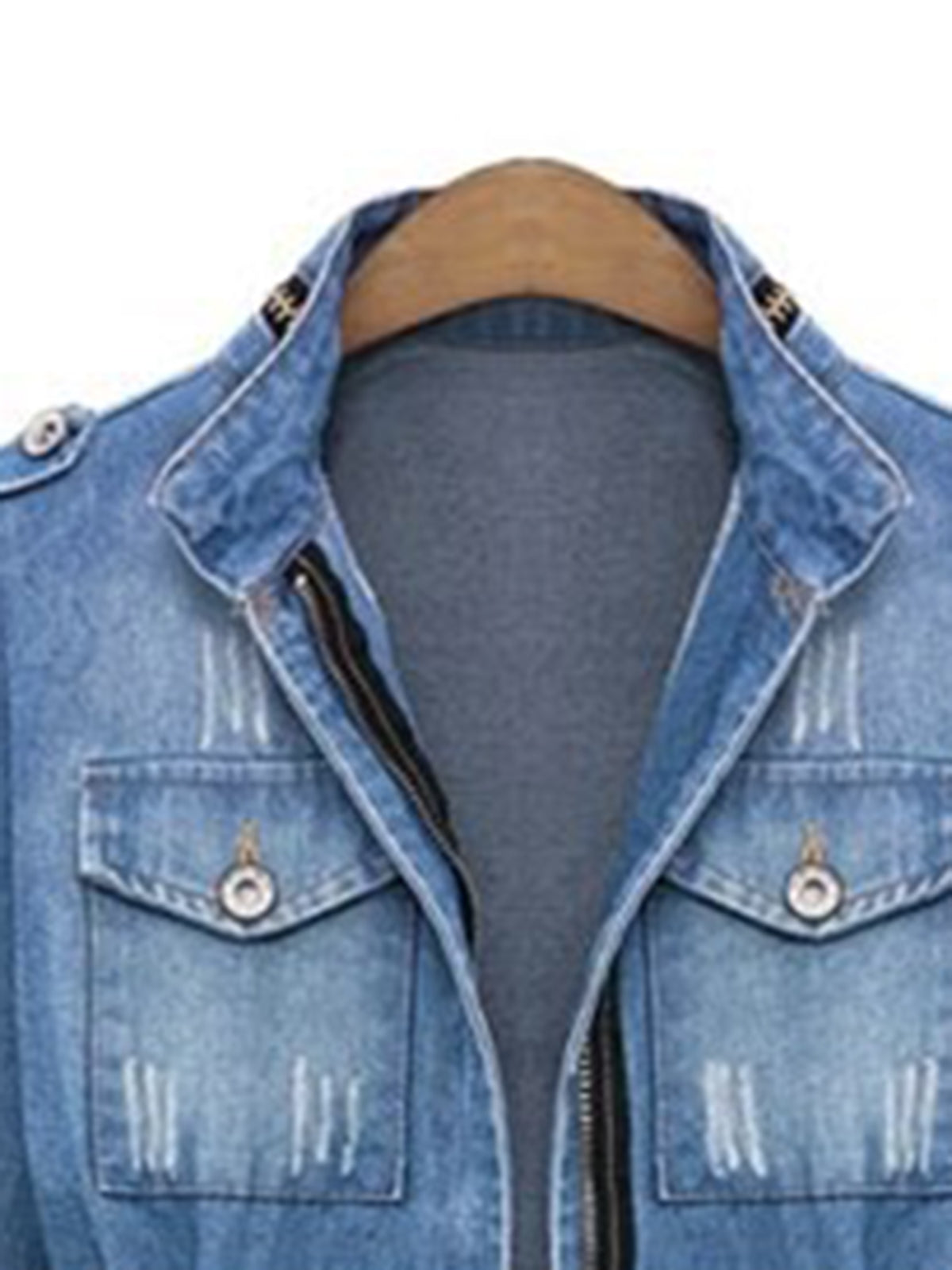 High Collar Denim Fashion Wholesale Coats & Jackets Women Clothing