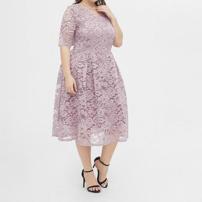 Pink Plus Size Lace T Shirt Wholesale Dress