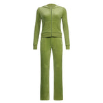 Pure Color Velvet Sports Suit With Zipper Hood Wholesale