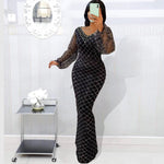 Beaded V-Neck See-Through Puff Sleeves Sequined Body-Fitting Party Dress Wholesale Dresses