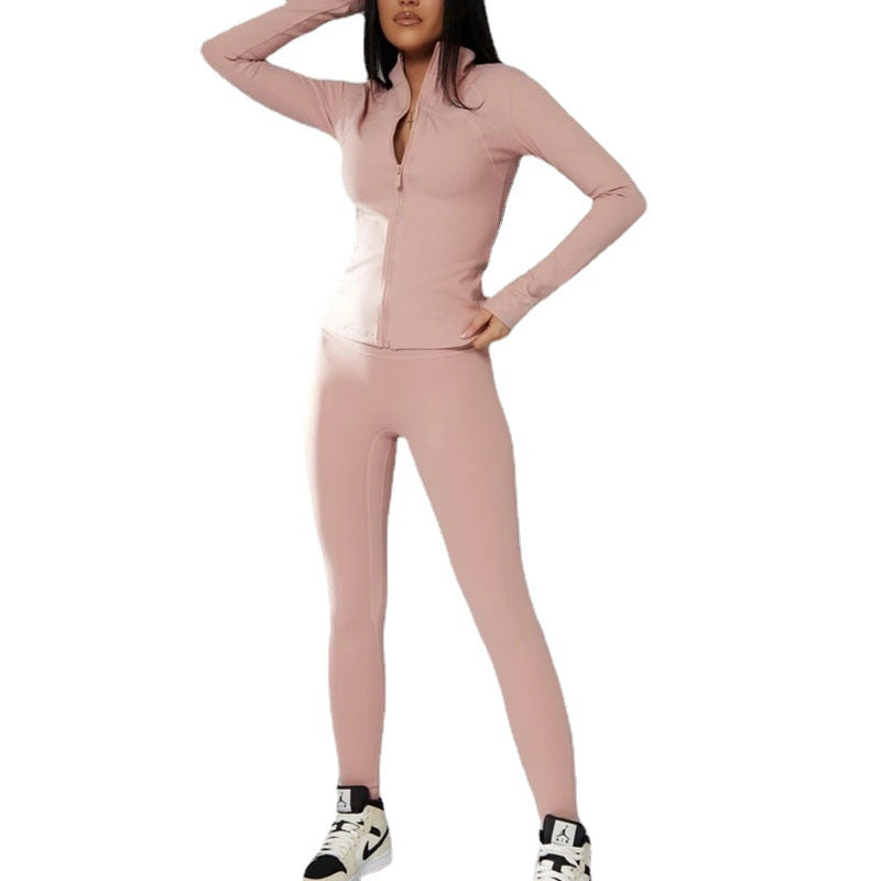Zipper Stand-Up Collar Yoga Sports Sets Wholesale Activewear Sets Vendors