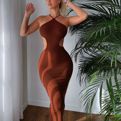 Sexy Backless Strappy Halter Wrap Hip Bodycon Dress Wholesale Dresses