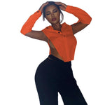 Lapel Solid Color Sexy Long Sleeve Shirt Wholesale Womens Tops