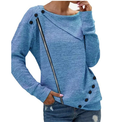 Large Lapel Knit Top Solid Color Button Slim Irregular Wholesale Women'S Tops