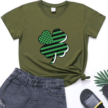 St Patricks Day Wholesale T Shirts Women Clothing Shamrock Printed