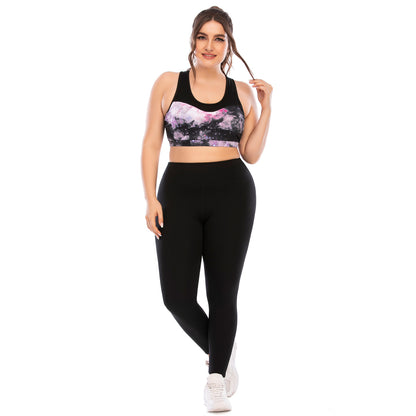 Sport Bra & Leggings Nebula Print Curvy Fitness Yoga Suits Workout Clothes Plus Size Two Piece Sets Wholesale