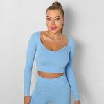 Sexy Seamless Knit Yoga Quick Dry Short Workout Top Wholesale Activewear Tops