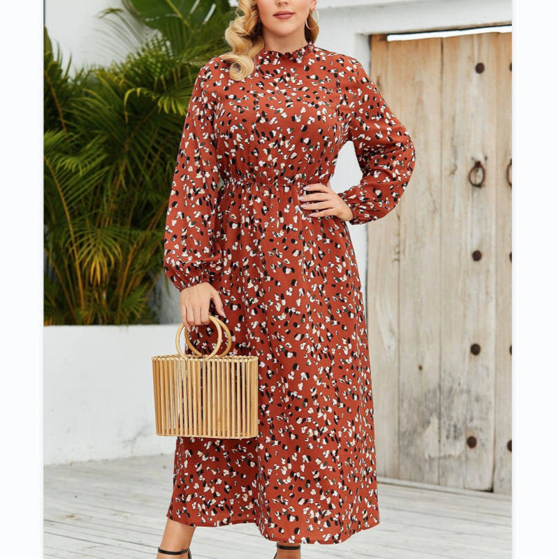 Long Sleeve Women Curvy Floral Dresses Wholesale Plus Size Clothing