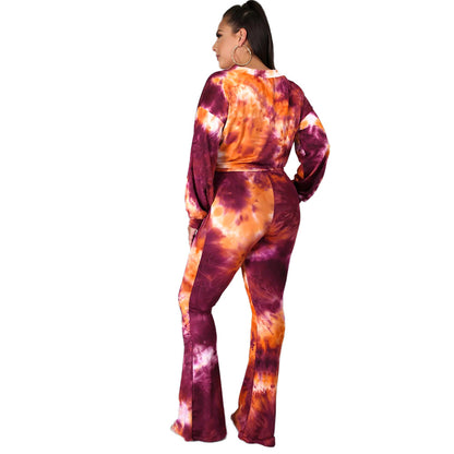 Plus Size Tie-Dye Printing Casual Slim Ladies Suit Women Wholesale