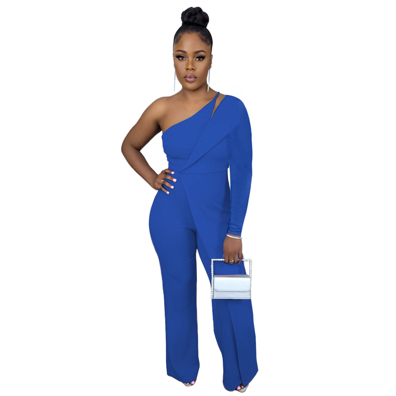 One Shoulder Long Sleeve Women Jump-Suit Wholesale Jumpsuits