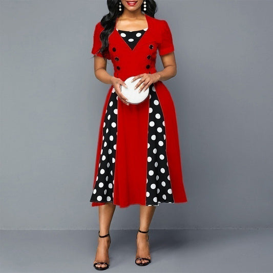 Patchwork Slim Swing Wholesale Vintage Dresses For Valentine'S Day